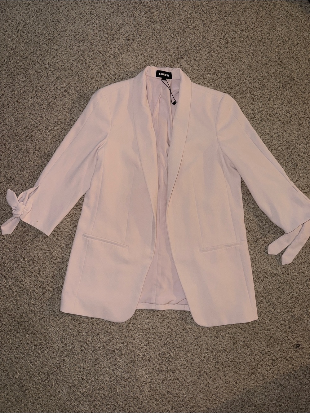 Express Pale Pink Tie-Sleeve Open-Front Blazer Size Medium